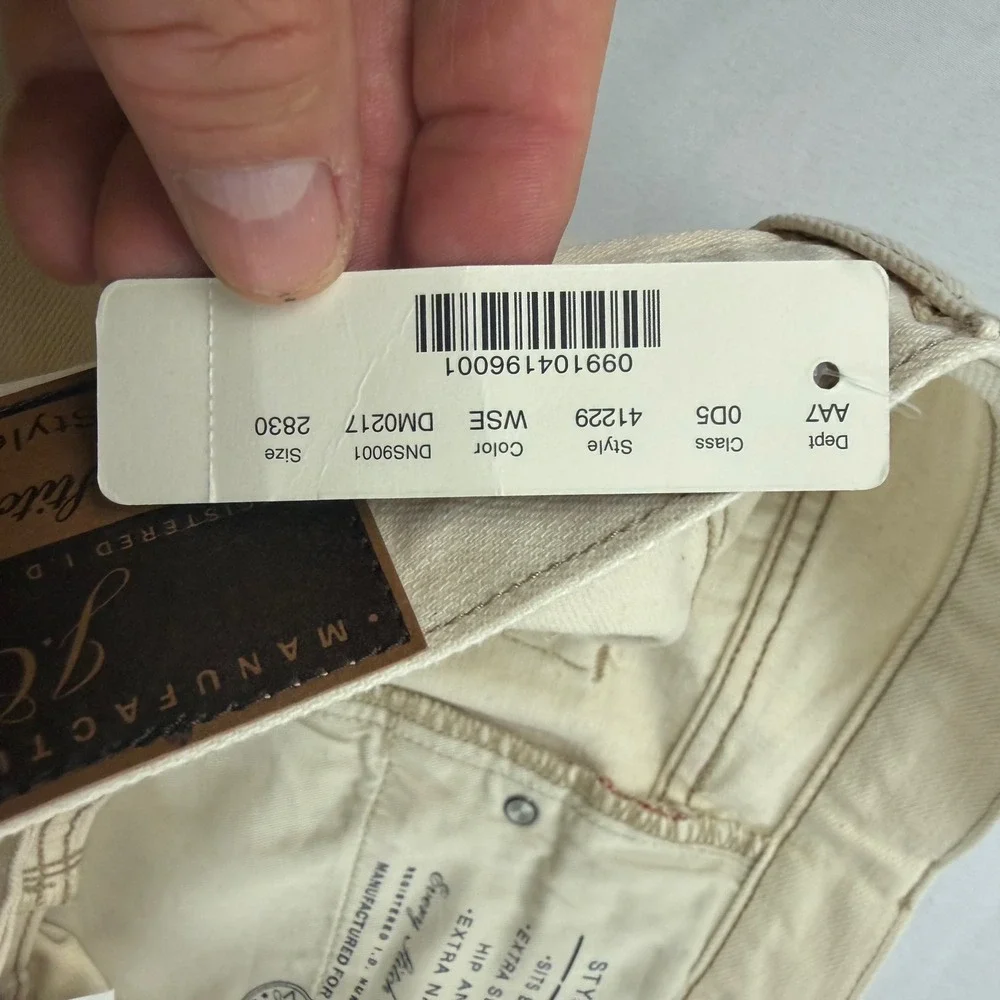 J.Crew 484 Slim Fit Selvedge Jeans Mens 28x30 Cream Off-White Extra Narrow Leg